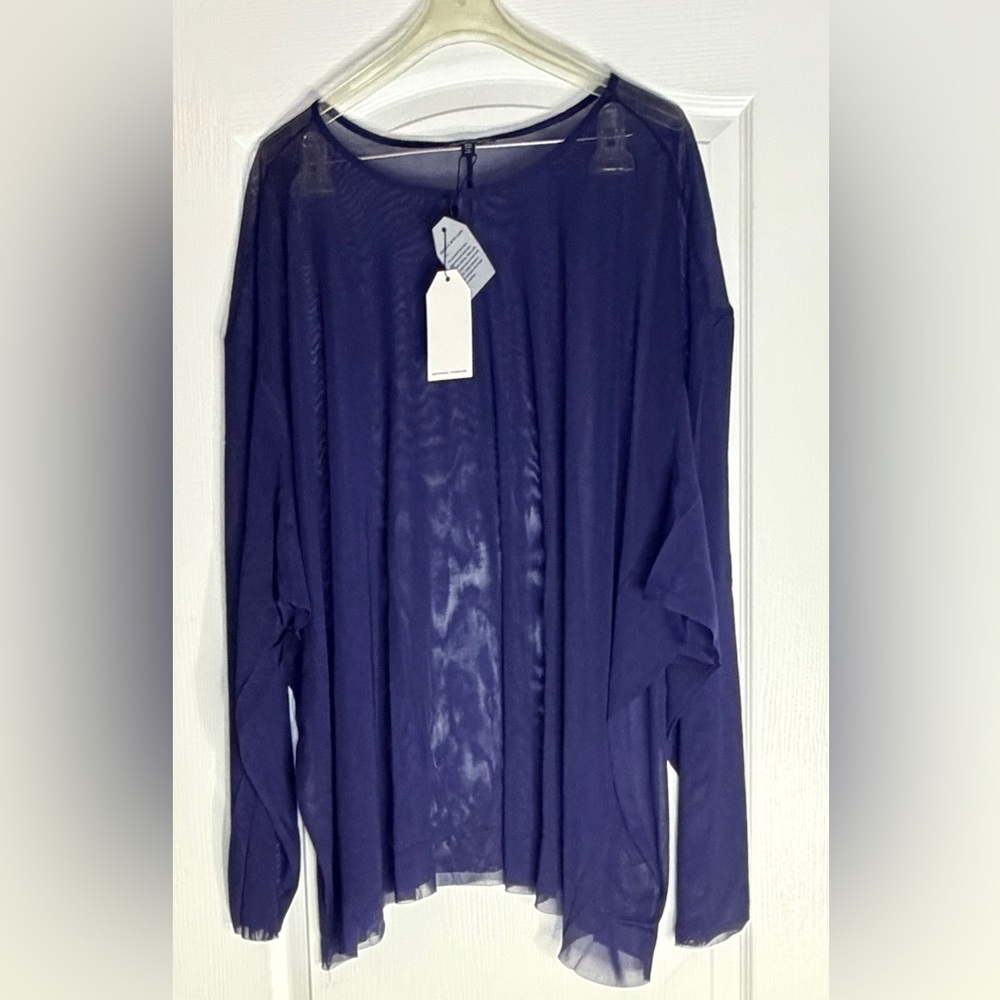 Universal Standard Deep Blue Sheer Blouse, Size 6X
